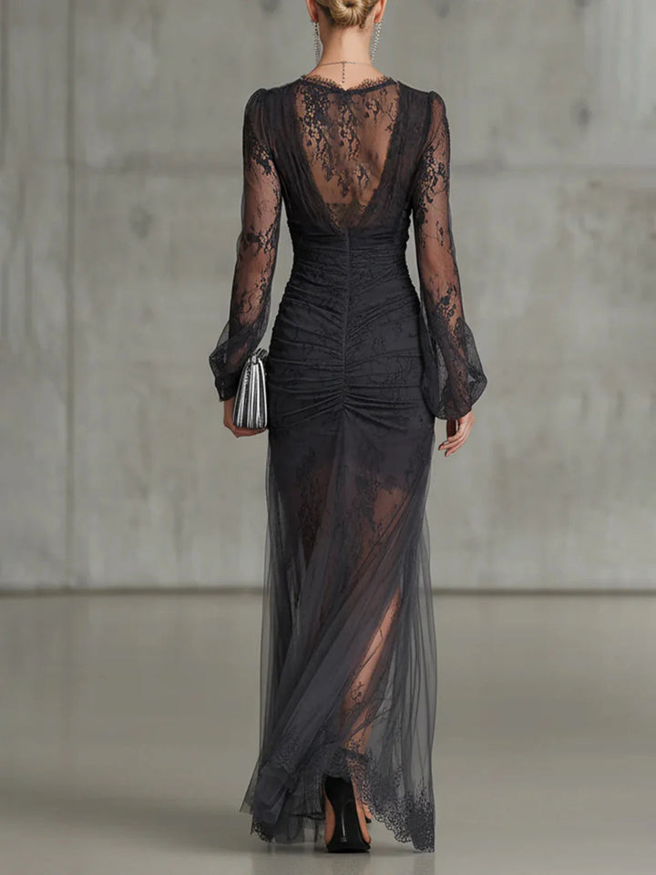 Tessa | Lace Ruched Sheer Dresss