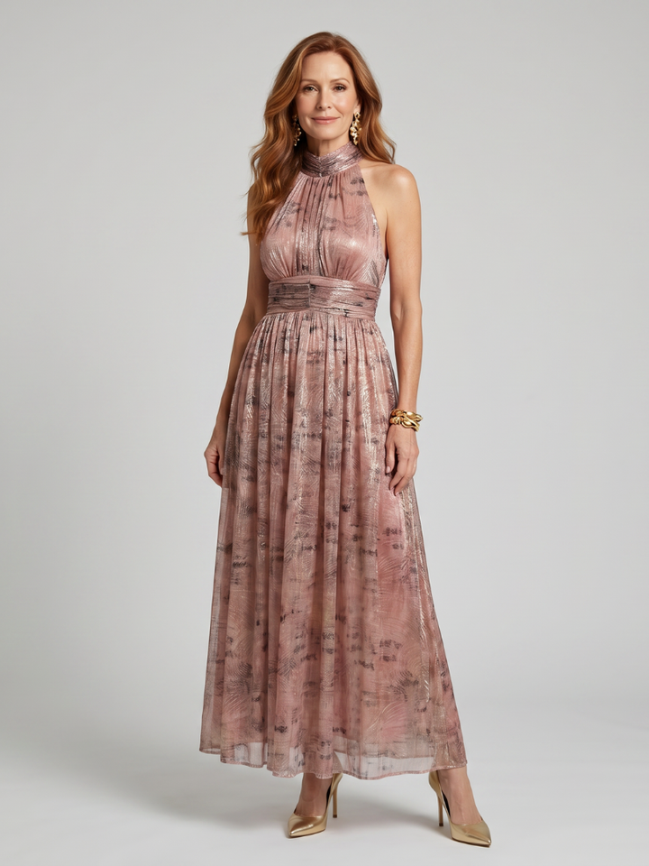 Alessandra | Textured Finish Sleeveless Midi Dress