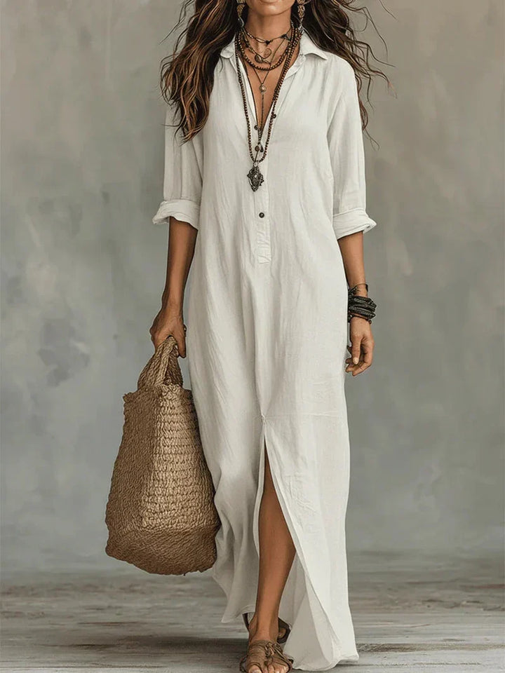 Celine™ | Black Maxi Dress with Buttons