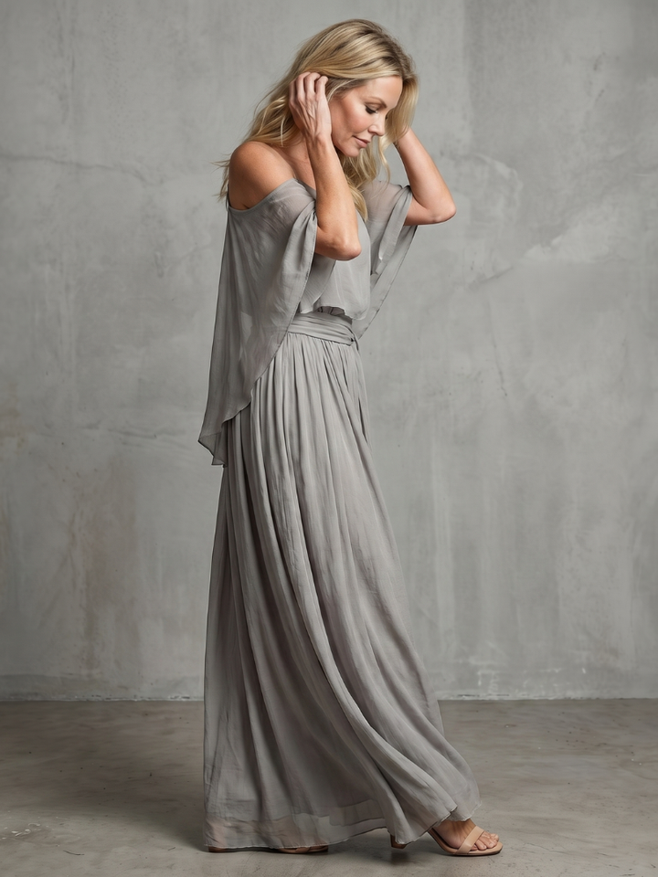 Marisol | Layered Drape Cold Shoulder Top & Wide Leg Set