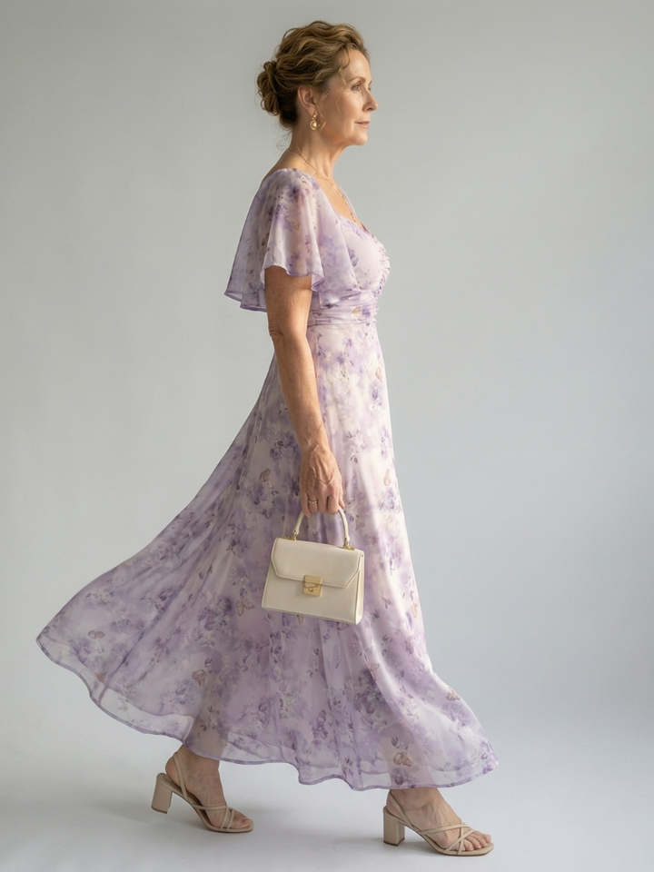 Martina | Flutter Sleeve Midi Dress
