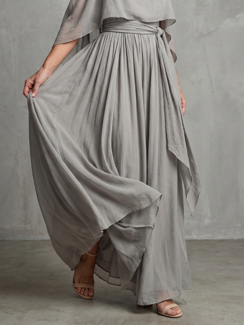 Marisol | Layered Drape Cold Shoulder Top & Wide Leg Set