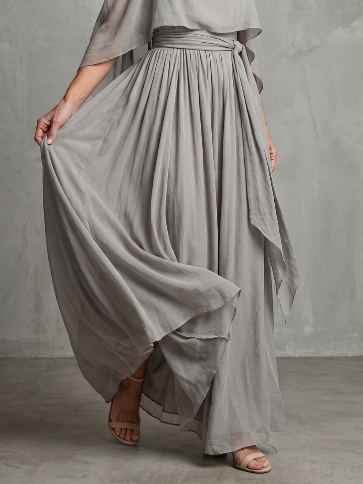 Marisol | Layered Drape Cold Shoulder Top & Wide Leg Set