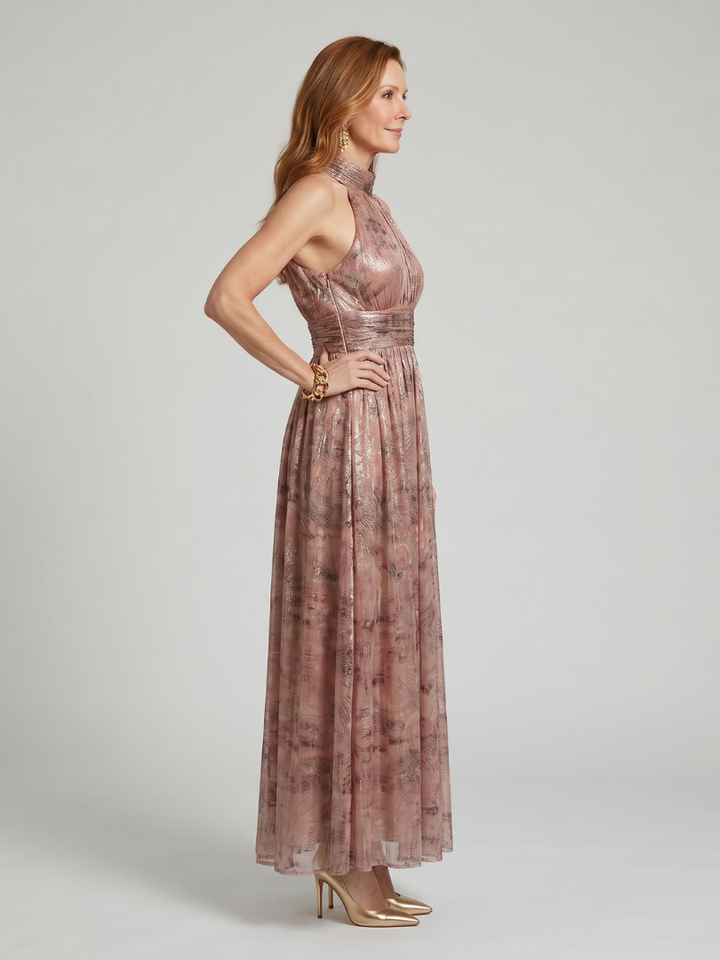 Alessandra | Textured Finish Sleeveless Midi Dress