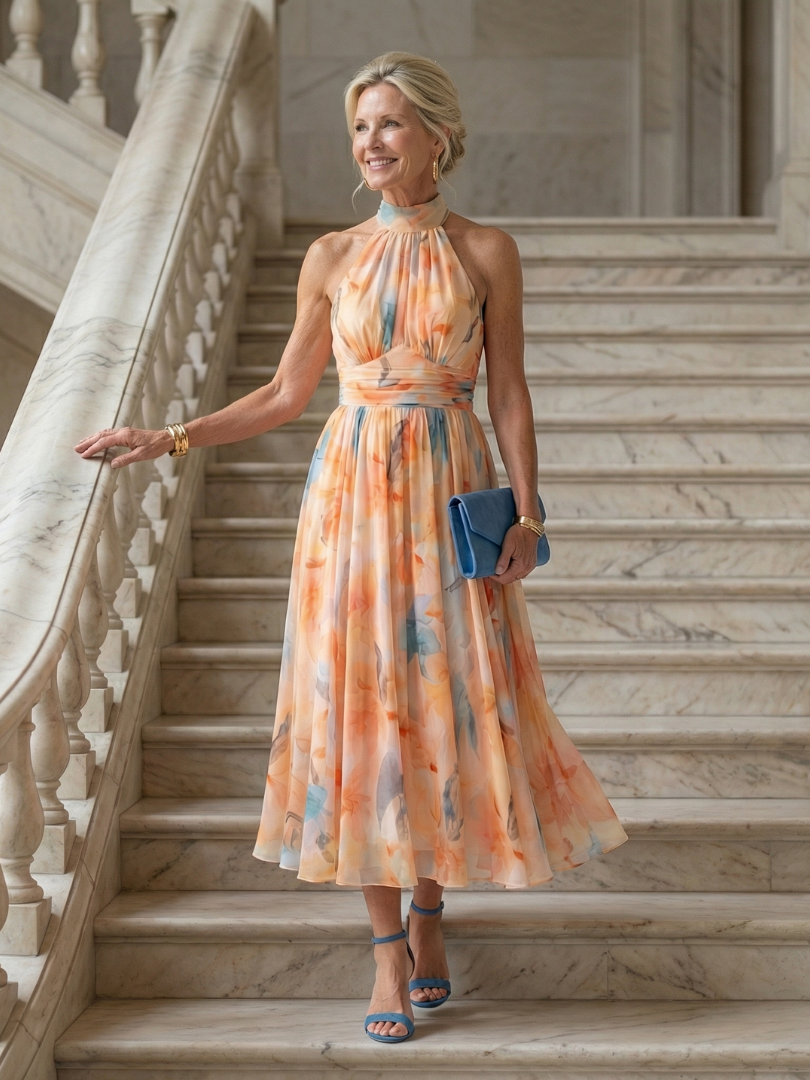 Rita | Soft Halter Neck Midi Dress