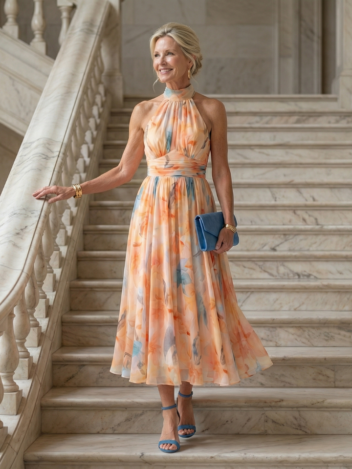 Rita | Soft Halter Neck Midi Dress