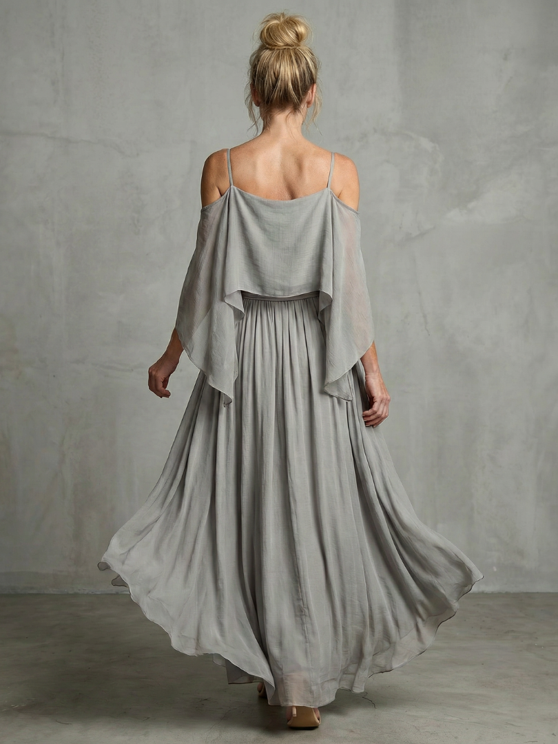Marisol | Layered Drape Cold Shoulder Top & Wide Leg Set
