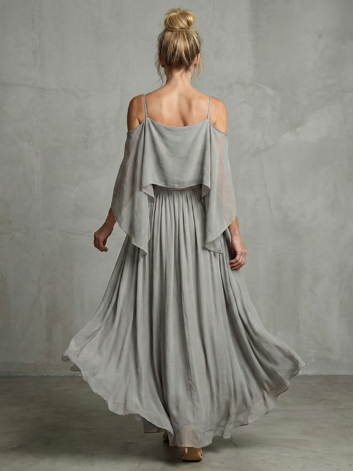 Marisol | Layered Drape Cold Shoulder Top & Wide Leg Set