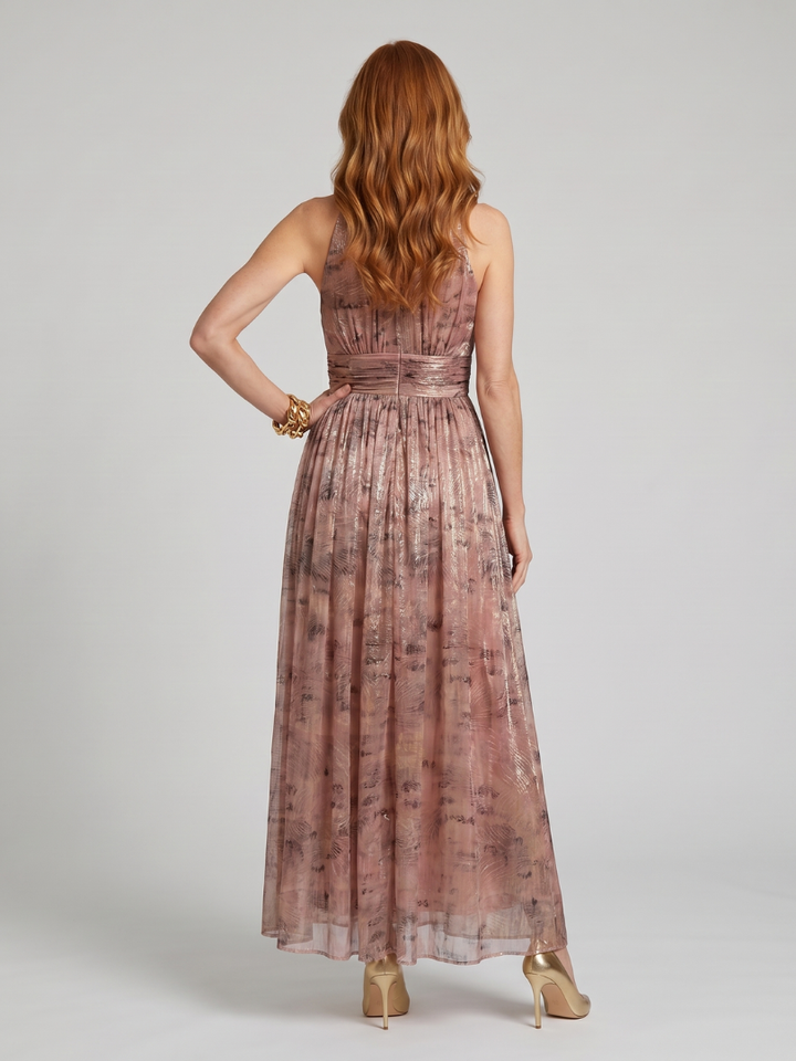 Alessandra | Textured Finish Sleeveless Midi Dress