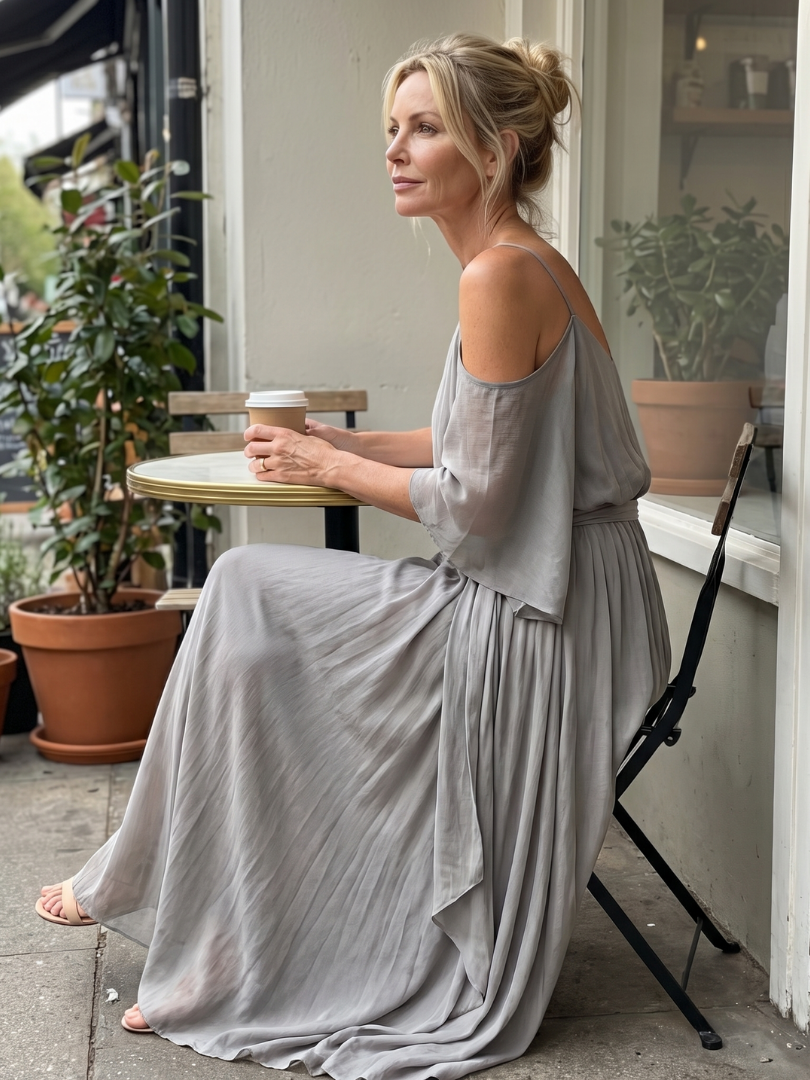 Marisol | Layered Drape Cold Shoulder Top & Wide Leg Set