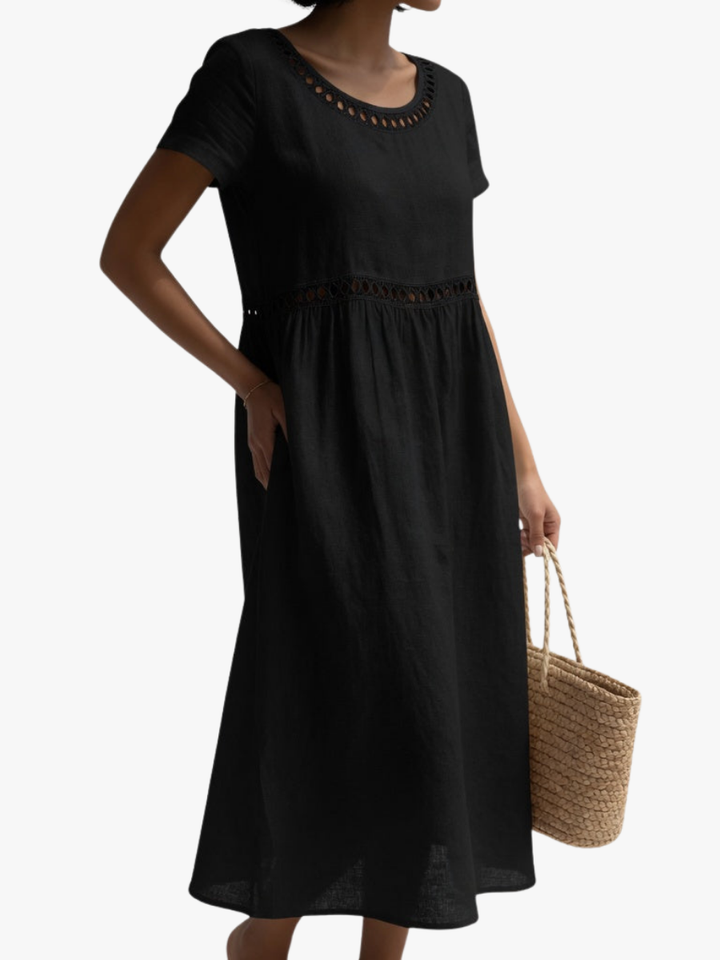 Aubrey - Midi Dress with Eyelet Waist Detail