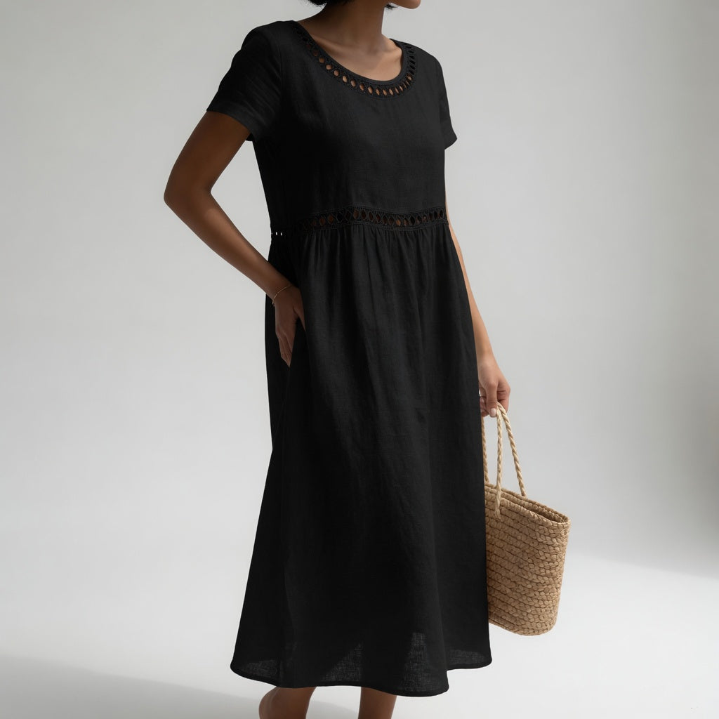 Aubrey - Midi Dress with Eyelet Waist Detail