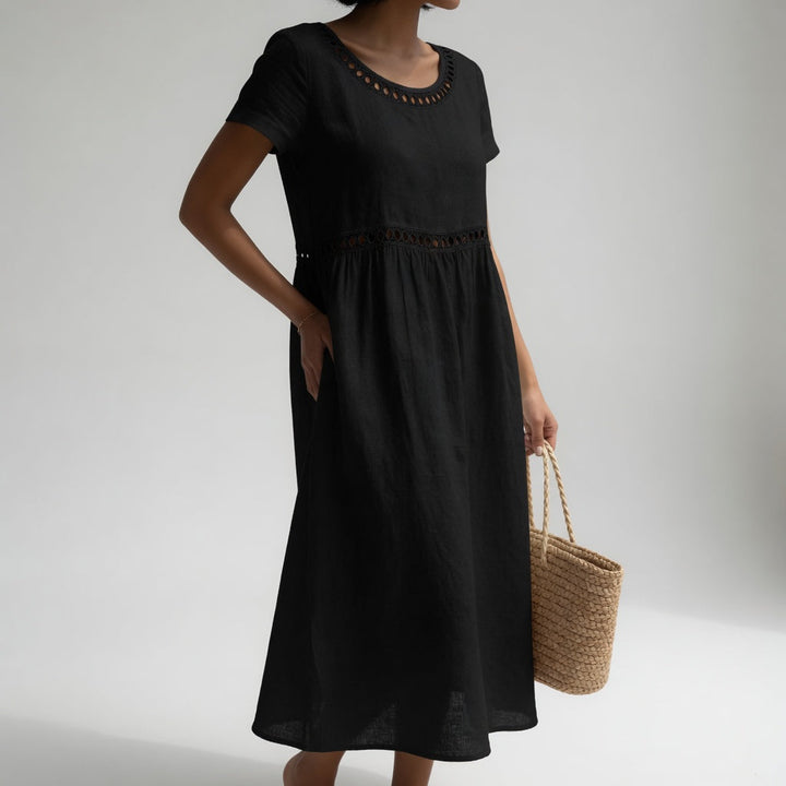 Aubrey - Midi Dress with Eyelet Waist Detail