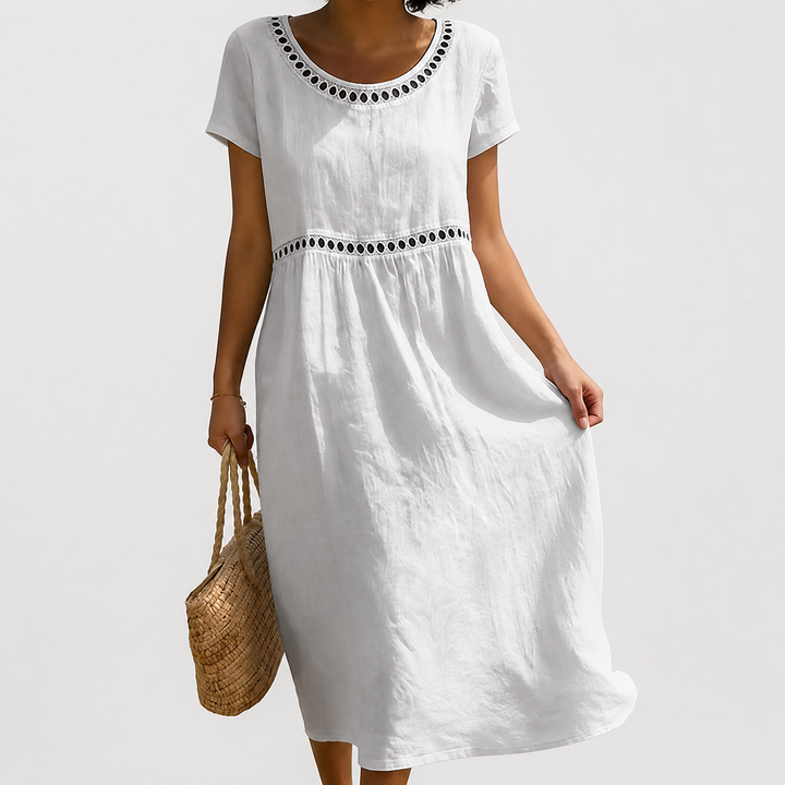 Aubrey - Midi Dress with Eyelet Waist Detail