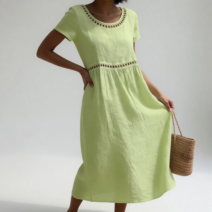 Aubrey - Midi Dress with Eyelet Waist Detail