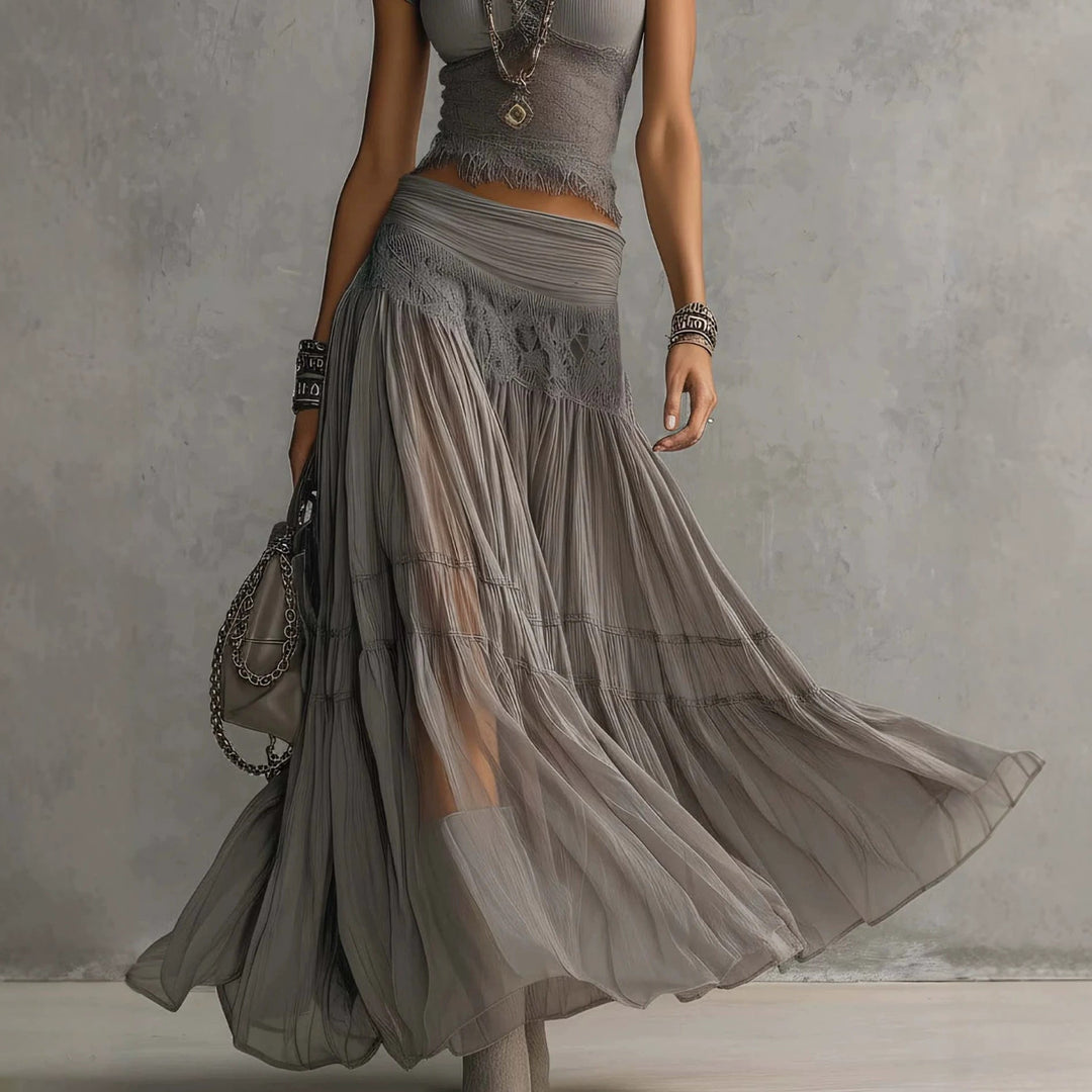 Olivia | Lace-Paneled Skirt Set