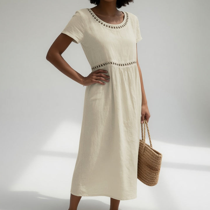 Aubrey - Midi Dress with Eyelet Waist Detail