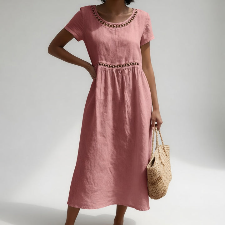Aubrey - Midi Dress with Eyelet Waist Detail
