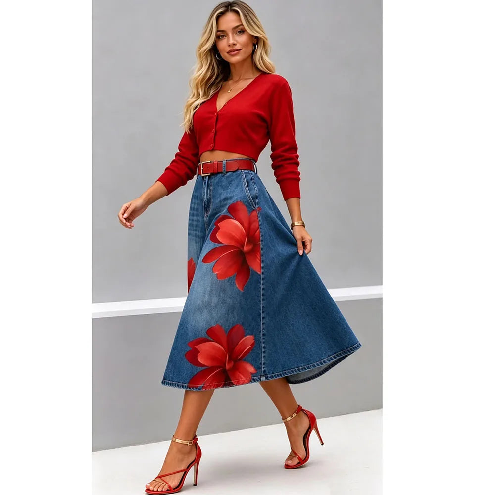 Rosalind | Floral Print A-Line Skirt
