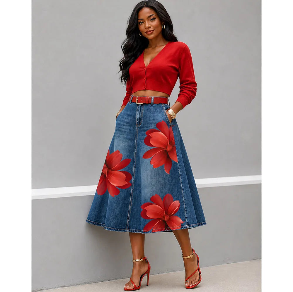 Rosalind | Floral Print A-Line Skirt
