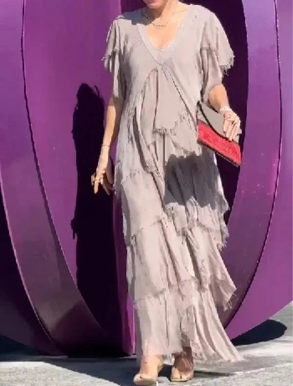 Isla Ruffle-Sleeve Maxi Dress