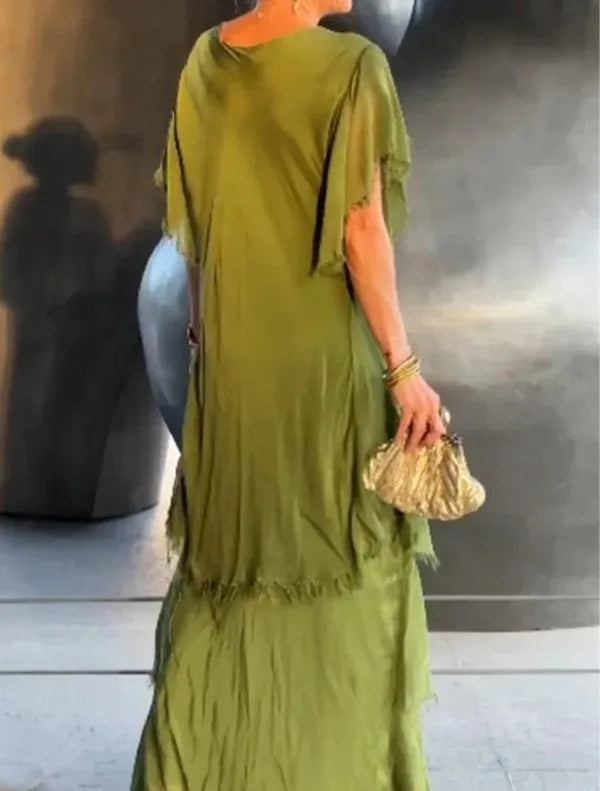 Isla Ruffle-Sleeve Maxi Dress