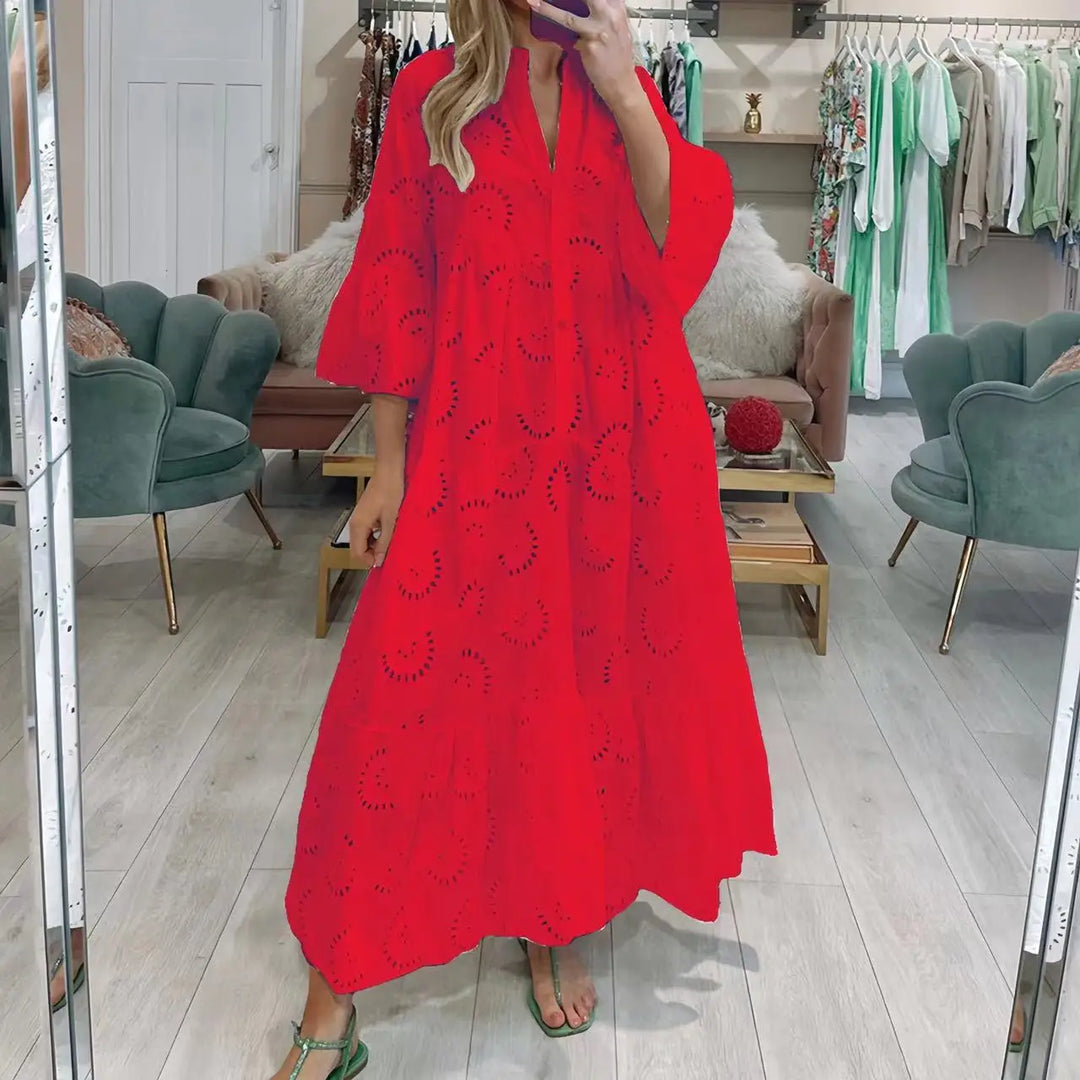 Grace | Embroidered V-Neck Maxi Dress