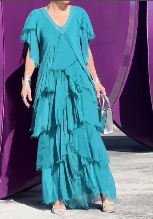 Isla Ruffle-Sleeve Maxi Dress