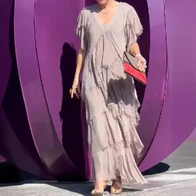 Isla Ruffle-Sleeve Maxi Dress