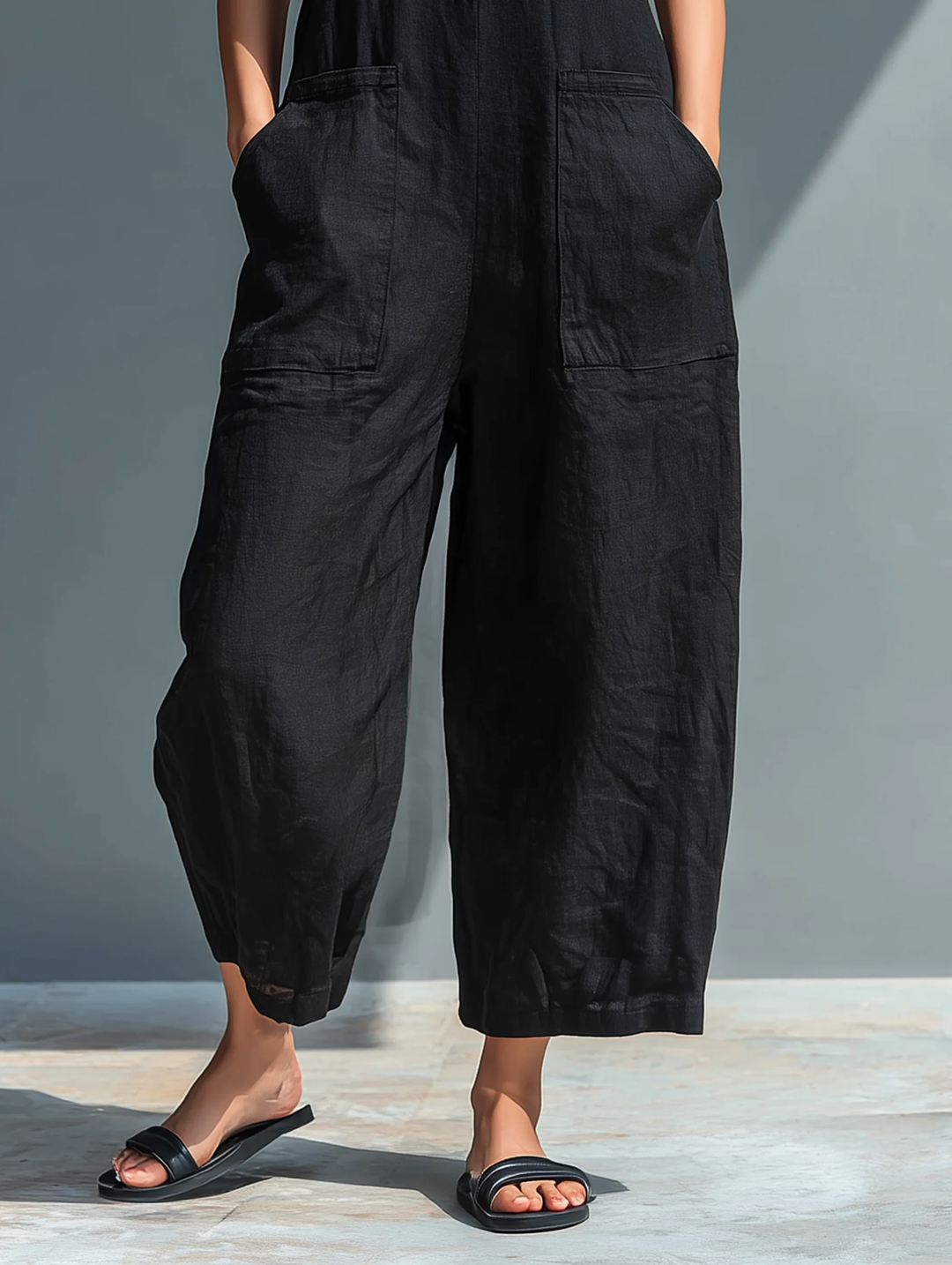 Harlow | Wide-Leg Button Cotton Jumpsuit