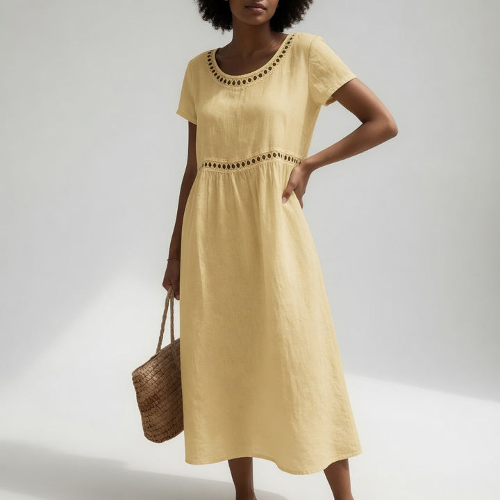 Aubrey - Midi Dress with Eyelet Waist Detail