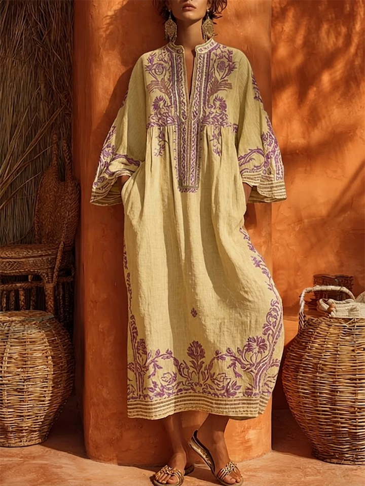 Elena™ - Embroidered Mediterranean Maxi Dress