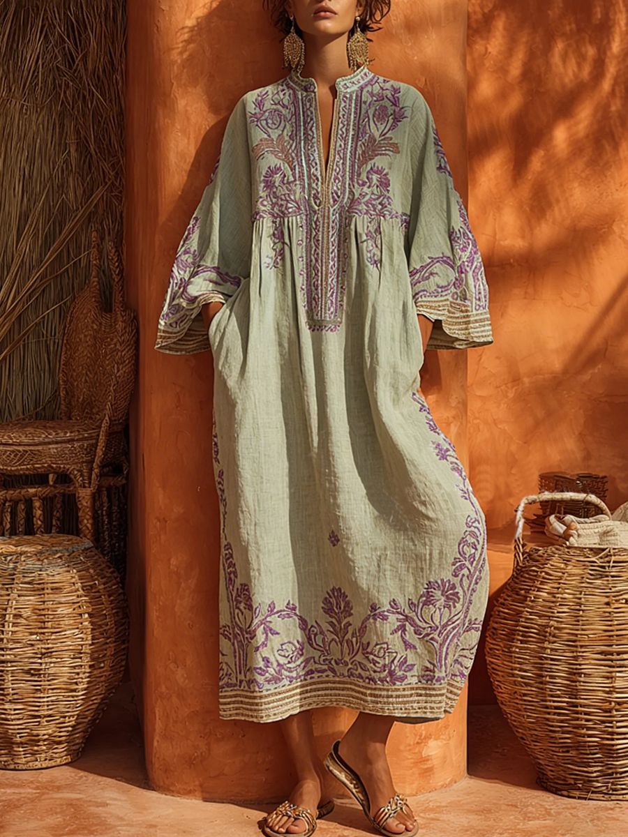 Elena™ - Embroidered Mediterranean Maxi Dress