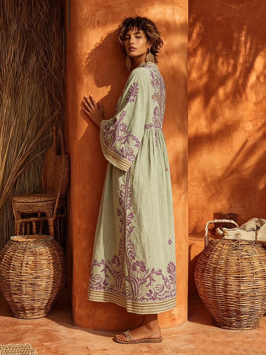 Elena™ - Embroidered Mediterranean Maxi Dress